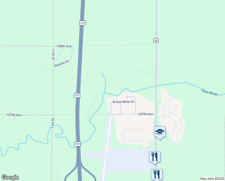 map of restaurants, bars, coffee shops, grocery stores, and more near 729 Sycamore Bend in Plainwell