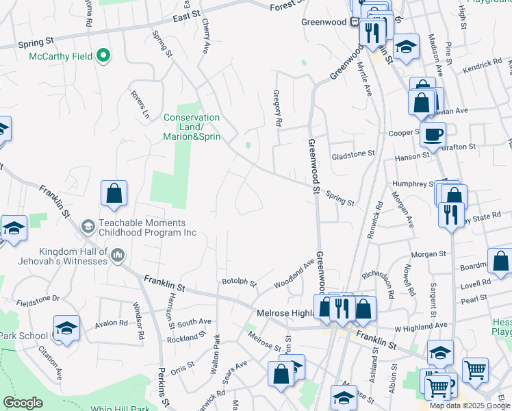 map of restaurants, bars, coffee shops, grocery stores, and more near 1 Bathol St in Wakefield