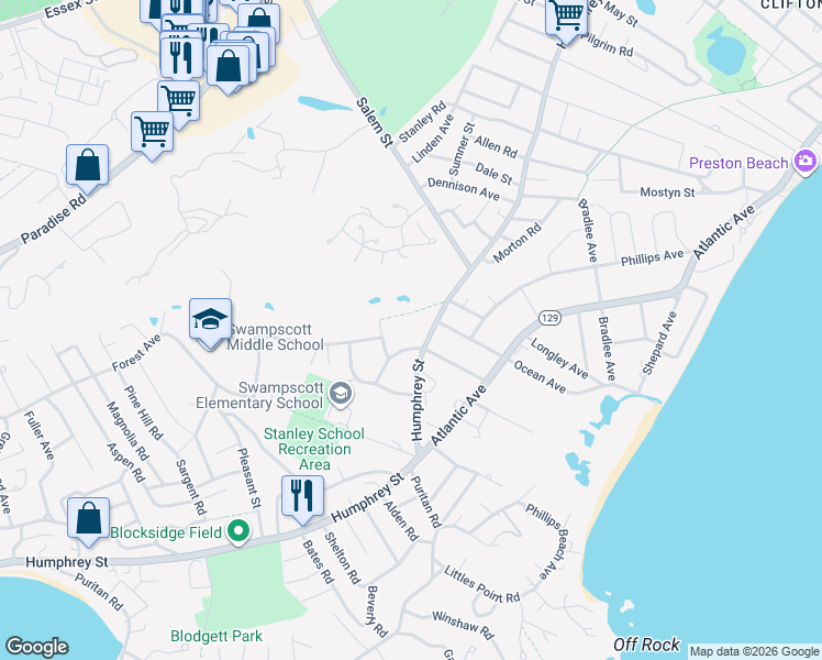 map of restaurants, bars, coffee shops, grocery stores, and more near in Swampscott