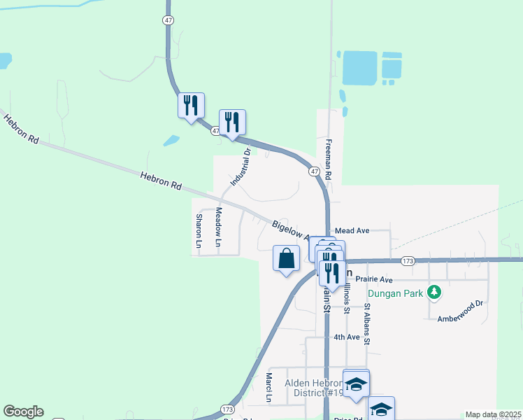 map of restaurants, bars, coffee shops, grocery stores, and more near 12303 Bigelow Avenue in Hebron