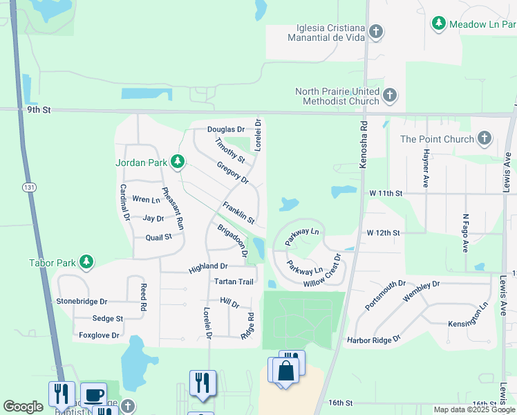map of restaurants, bars, coffee shops, grocery stores, and more near 4015 Gregory Drive in Zion