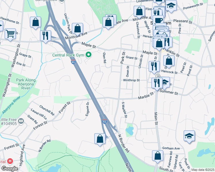 map of restaurants, bars, coffee shops, grocery stores, and more near 22 Everett Street in Stoneham