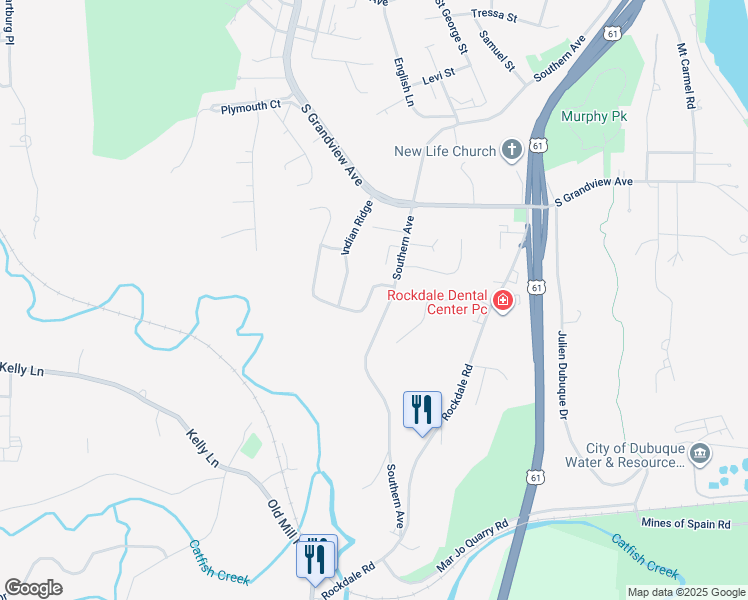 map of restaurants, bars, coffee shops, grocery stores, and more near 1235 Arrowhead Drive in Dubuque