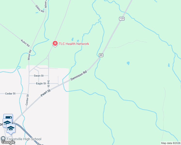 map of restaurants, bars, coffee shops, grocery stores, and more near 10960 Dennison Road in Forestville