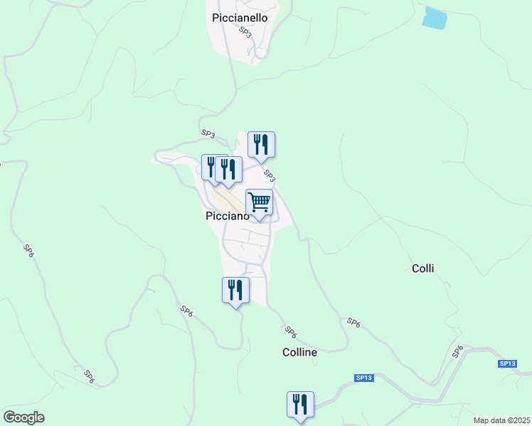 map of restaurants, bars, coffee shops, grocery stores, and more near 1 Via Papa Giovanni XXIII in Picciano