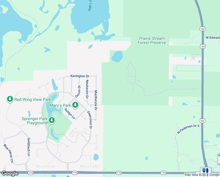 map of restaurants, bars, coffee shops, grocery stores, and more near in Old Mill Creek