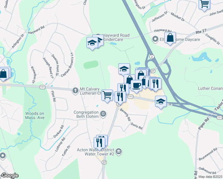 map of restaurants, bars, coffee shops, grocery stores, and more near 433 Massachusetts Avenue in Acton