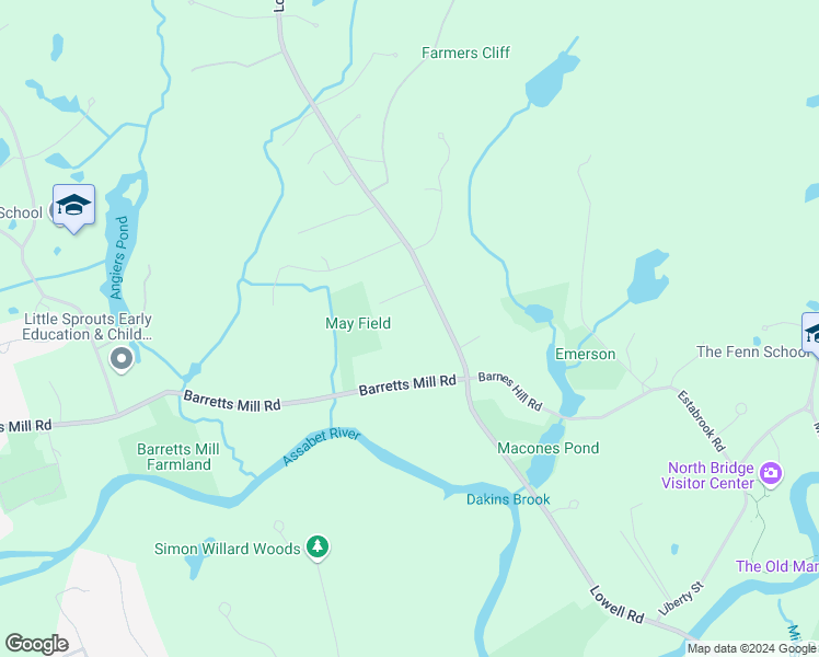 map of restaurants, bars, coffee shops, grocery stores, and more near 709 Lowell Road in Concord