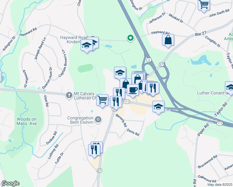 map of restaurants, bars, coffee shops, grocery stores, and more near in Middlesex County