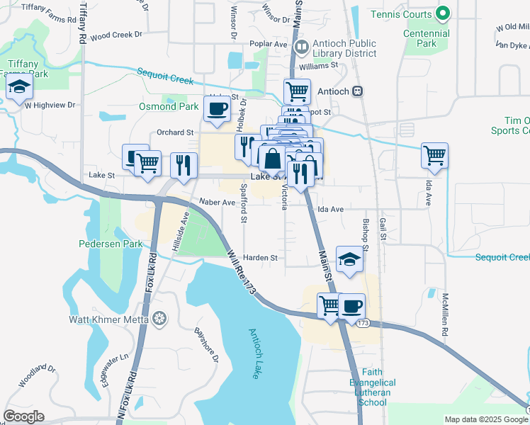 map of restaurants, bars, coffee shops, grocery stores, and more near 428 Filweber Ct in Antioch