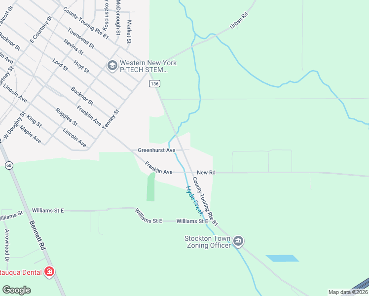 map of restaurants, bars, coffee shops, grocery stores, and more near 10958 South Roberts Road in Dunkirk