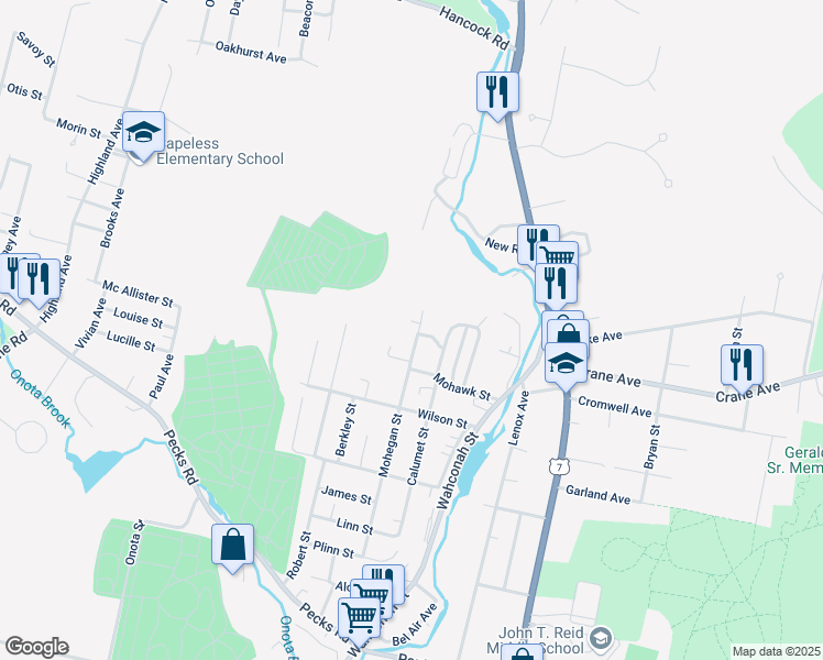 map of restaurants, bars, coffee shops, grocery stores, and more near 1-99 Doyle Drive in Pittsfield
