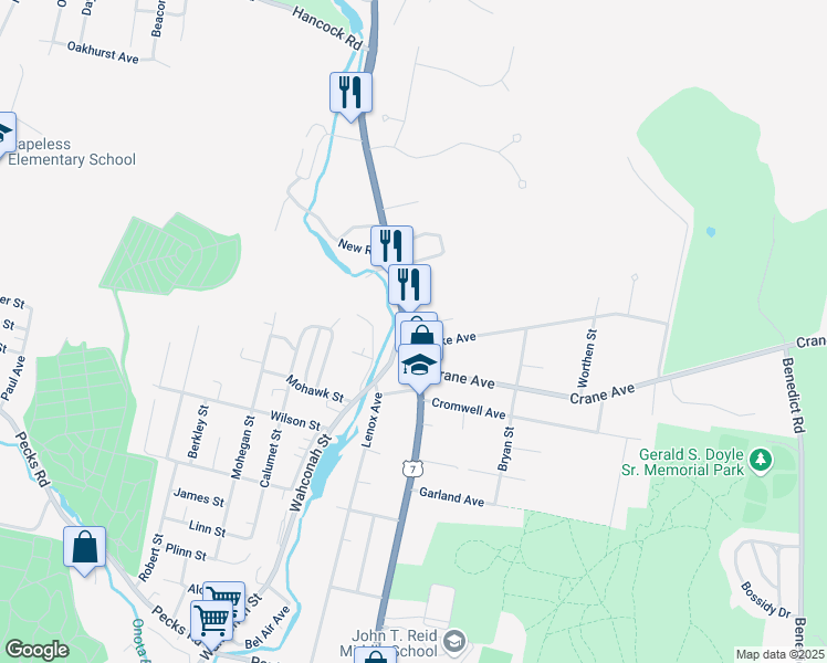 map of restaurants, bars, coffee shops, grocery stores, and more near 1184 North Street in Pittsfield
