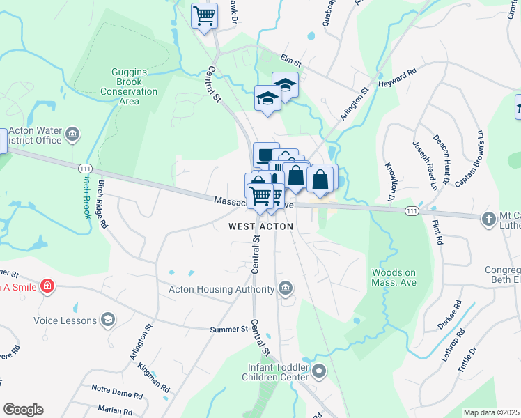 map of restaurants, bars, coffee shops, grocery stores, and more near in Acton