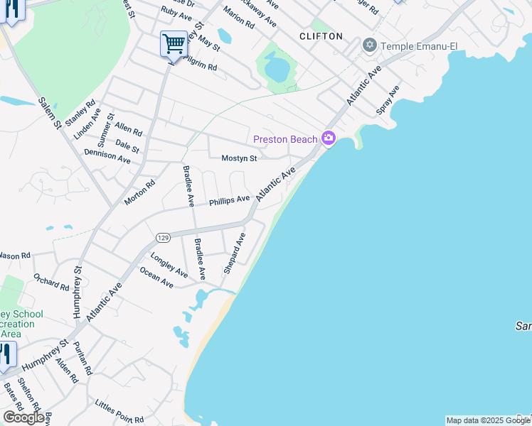 map of restaurants, bars, coffee shops, grocery stores, and more near 29 Northstone Road in Swampscott
