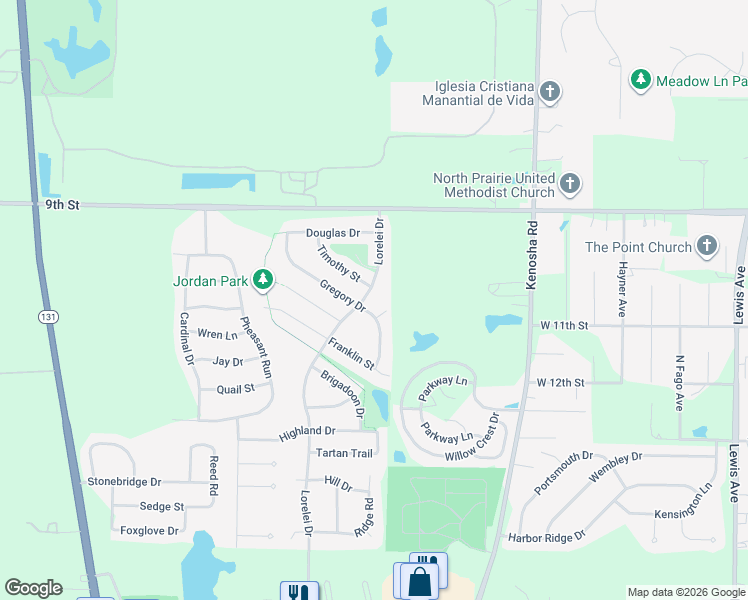 map of restaurants, bars, coffee shops, grocery stores, and more near 4035 Gregory Drive in Zion