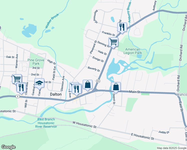 map of restaurants, bars, coffee shops, grocery stores, and more near 0 Cliff Street in Dalton