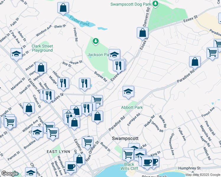 map of restaurants, bars, coffee shops, grocery stores, and more near in Swampscott
