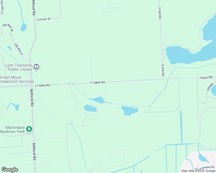 map of restaurants, bars, coffee shops, grocery stores, and more near 25975 Lyman Lane in Lyon Charter Township