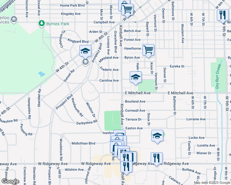 map of restaurants, bars, coffee shops, grocery stores, and more near 231 Rosebud Avenue in Waterloo