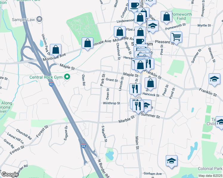 map of restaurants, bars, coffee shops, grocery stores, and more near 210 Hancock Street in Stoneham