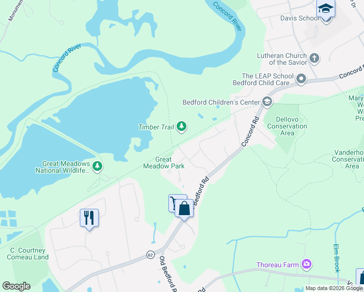 map of restaurants, bars, coffee shops, grocery stores, and more near 15X Liberty Street in Concord