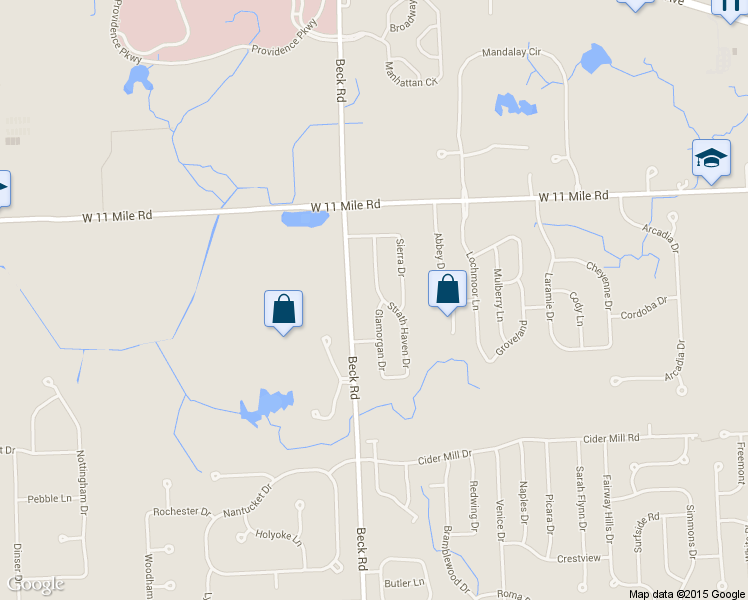 map of restaurants, bars, coffee shops, grocery stores, and more near 25811 Strath Haven Dr in Novi
