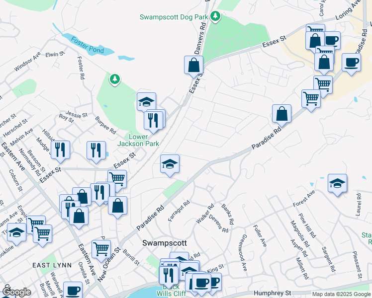 map of restaurants, bars, coffee shops, grocery stores, and more near 13 Barnstable Street in Swampscott
