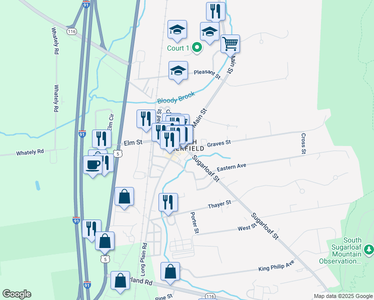 map of restaurants, bars, coffee shops, grocery stores, and more near in Deerfield