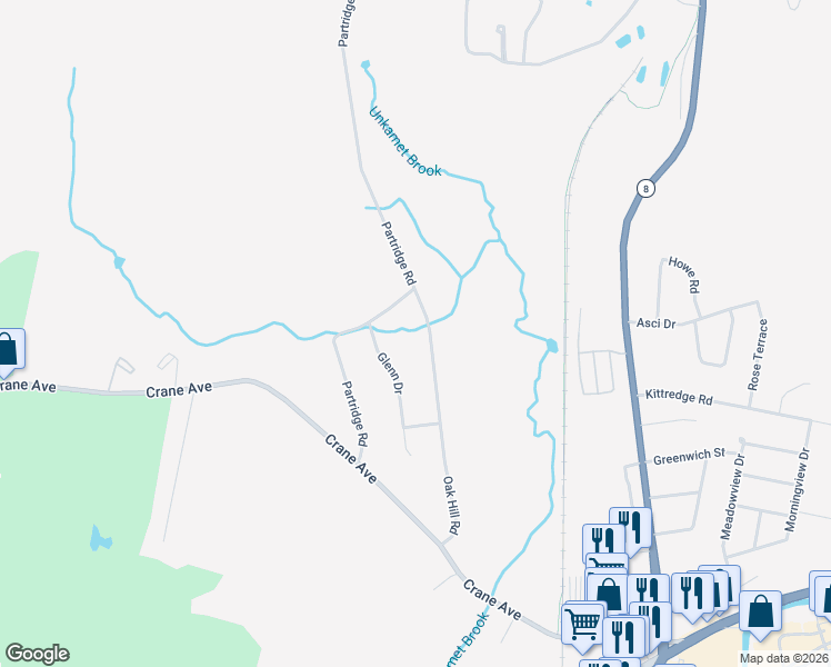 map of restaurants, bars, coffee shops, grocery stores, and more near 123 Oak Hill Road in Pittsfield