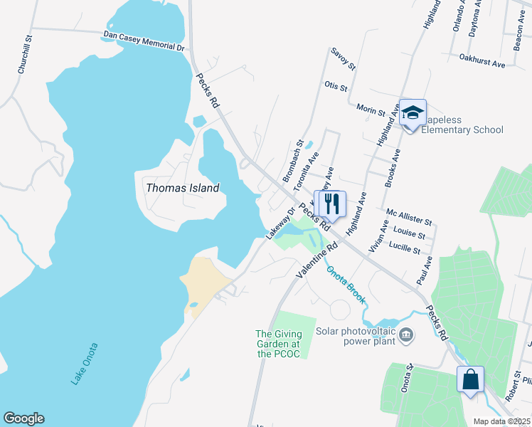 map of restaurants, bars, coffee shops, grocery stores, and more near 3 Onota Lane in Pittsfield
