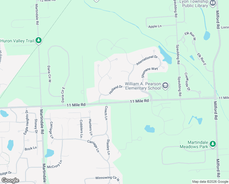 map of restaurants, bars, coffee shops, grocery stores, and more near 58420 Holland Drive in South Lyon