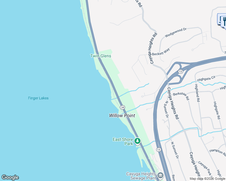 map of restaurants, bars, coffee shops, grocery stores, and more near 1138 East Shore Drive in Ithaca