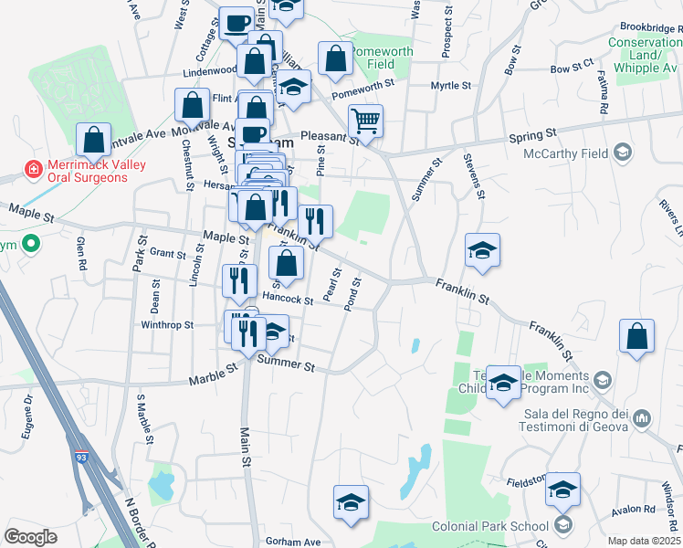 map of restaurants, bars, coffee shops, grocery stores, and more near 4 Pearl Street in Stoneham