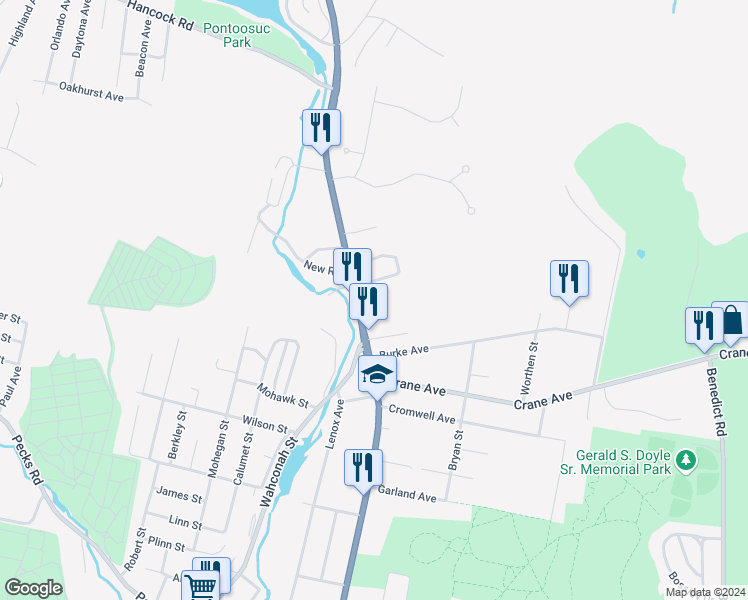 map of restaurants, bars, coffee shops, grocery stores, and more near 1213-1229 U.S. 7 in Pittsfield
