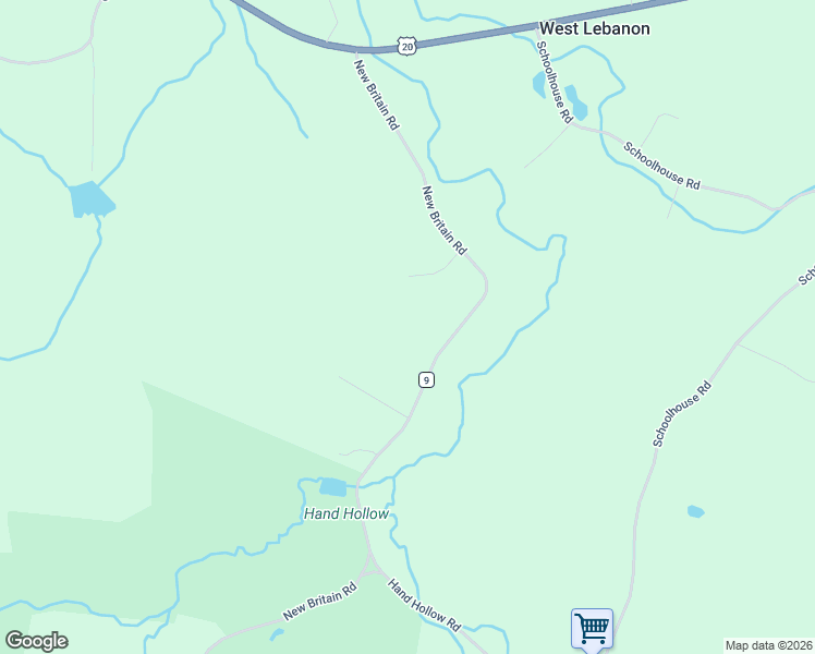 map of restaurants, bars, coffee shops, grocery stores, and more near New Britain Road in East Chatham