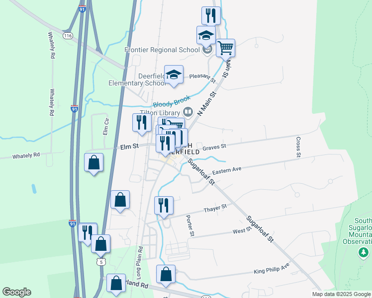 map of restaurants, bars, coffee shops, grocery stores, and more near in Deerfield