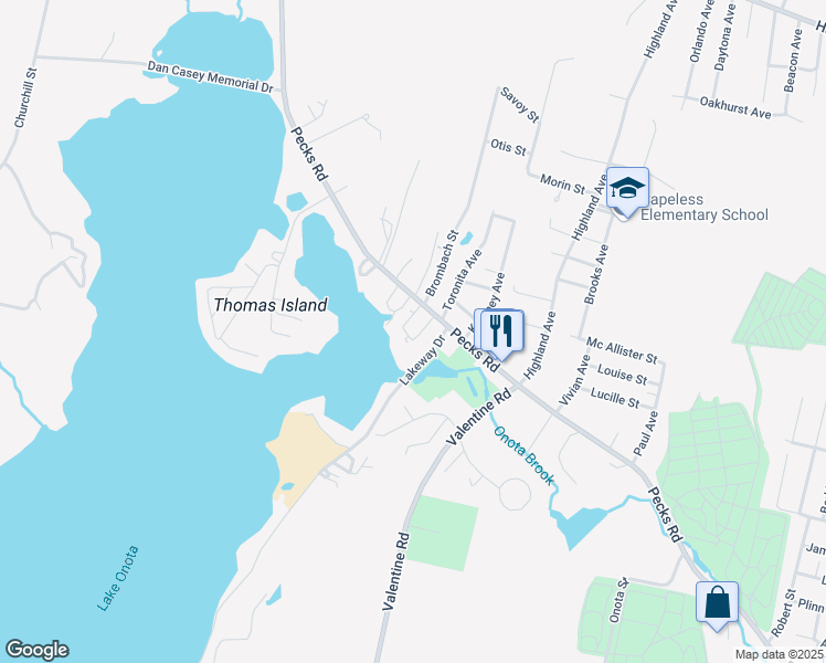 map of restaurants, bars, coffee shops, grocery stores, and more near 3 Onota Lane in Pittsfield