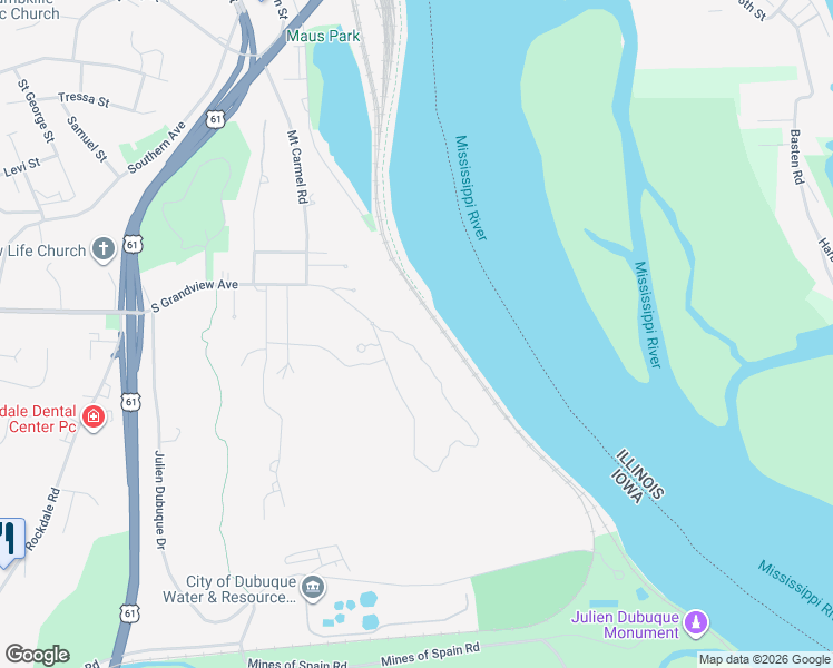 map of restaurants, bars, coffee shops, grocery stores, and more near 985 Carmel Drive in Dubuque