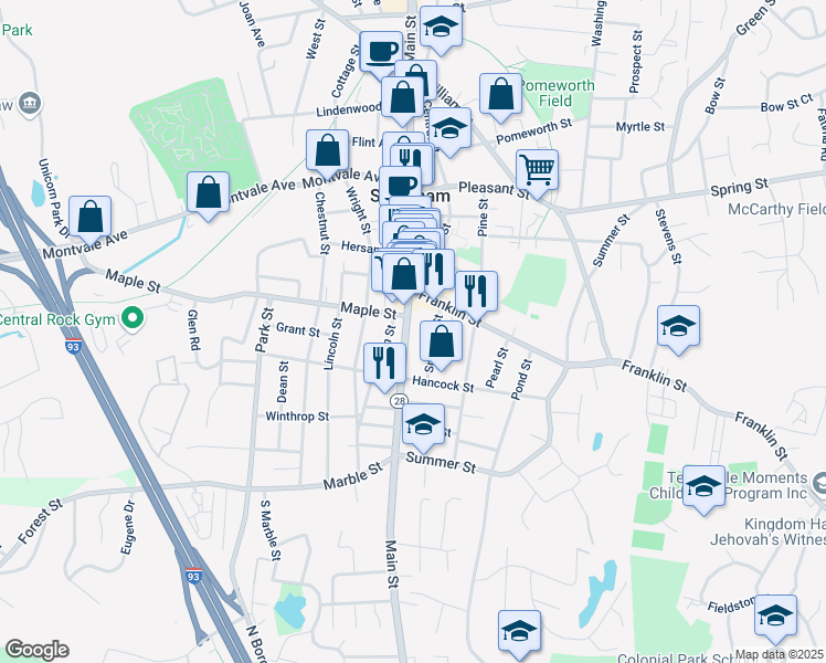 map of restaurants, bars, coffee shops, grocery stores, and more near 422 Main Street in Stoneham