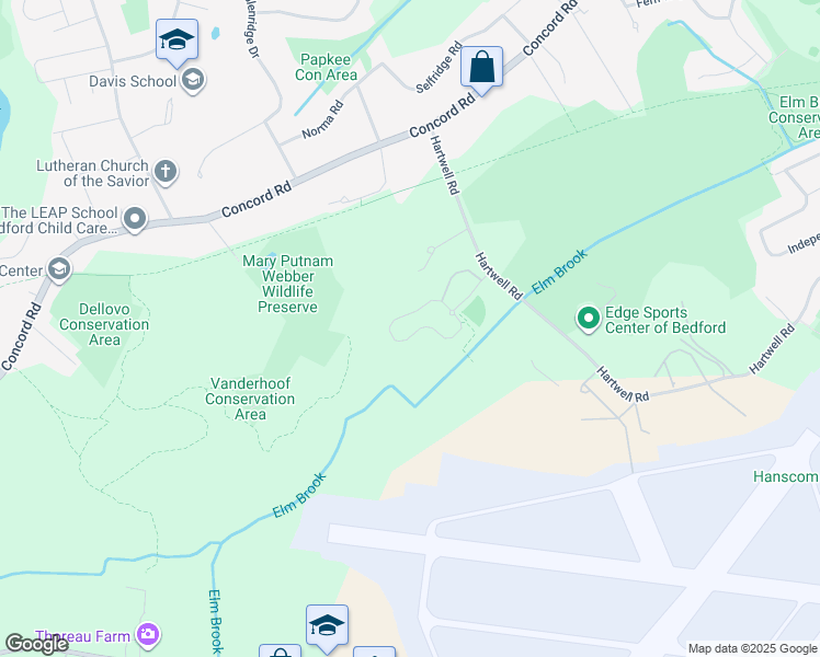 map of restaurants, bars, coffee shops, grocery stores, and more near 64 Kendall Court in Bedford