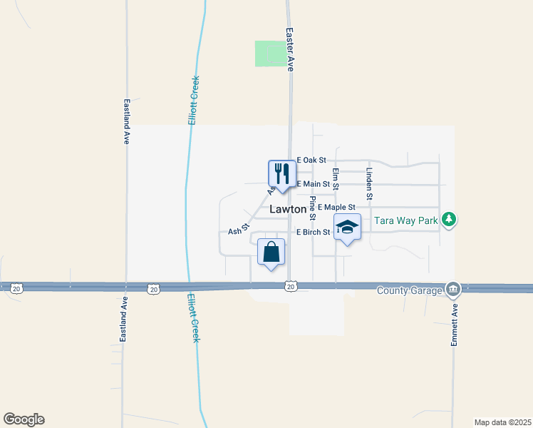 map of restaurants, bars, coffee shops, grocery stores, and more near in Lawton