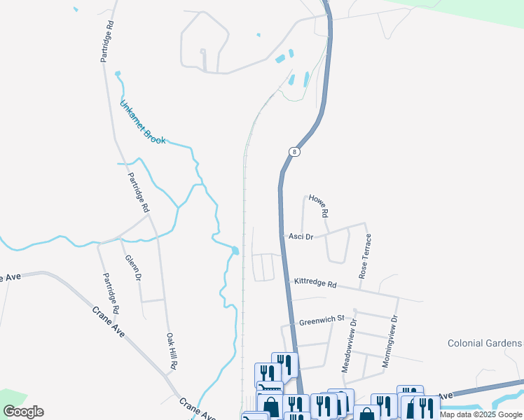 map of restaurants, bars, coffee shops, grocery stores, and more near 245 Cheshire Road in Pittsfield