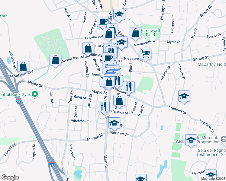 map of restaurants, bars, coffee shops, grocery stores, and more near 422 Main Street in Stoneham