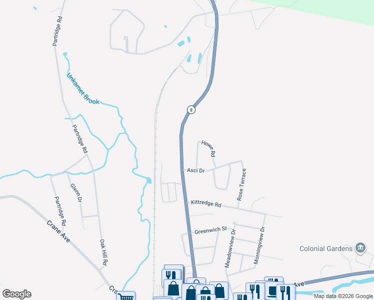 map of restaurants, bars, coffee shops, grocery stores, and more near 306 Cheshire Road in Pittsfield
