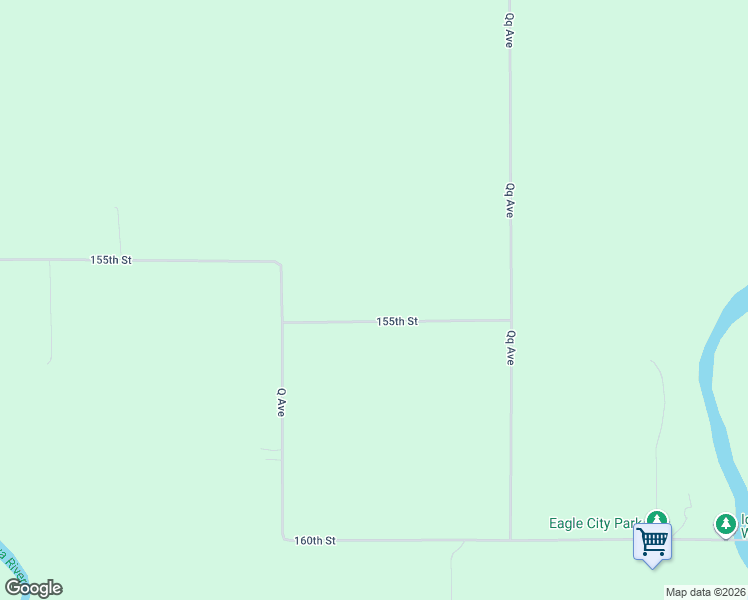 map of restaurants, bars, coffee shops, grocery stores, and more near 27183 155th Street in Iowa Falls