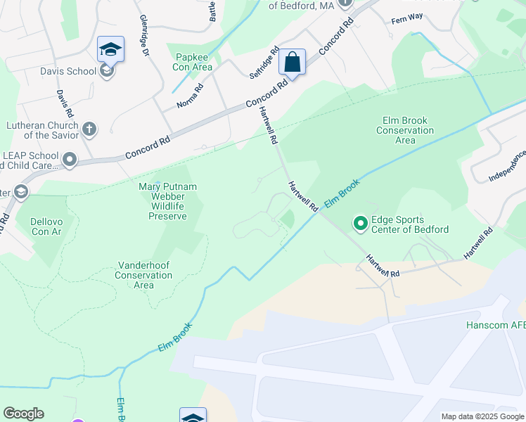 map of restaurants, bars, coffee shops, grocery stores, and more near 6 Kendall Court in Bedford