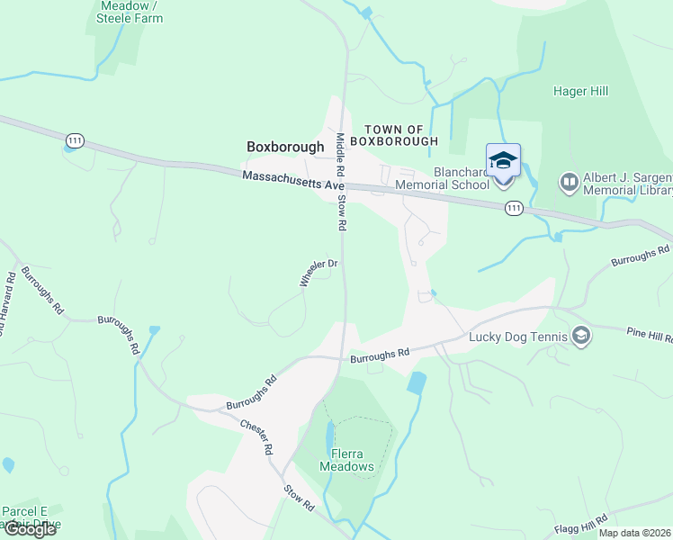 map of restaurants, bars, coffee shops, grocery stores, and more near 115 Stow Road in Boxborough