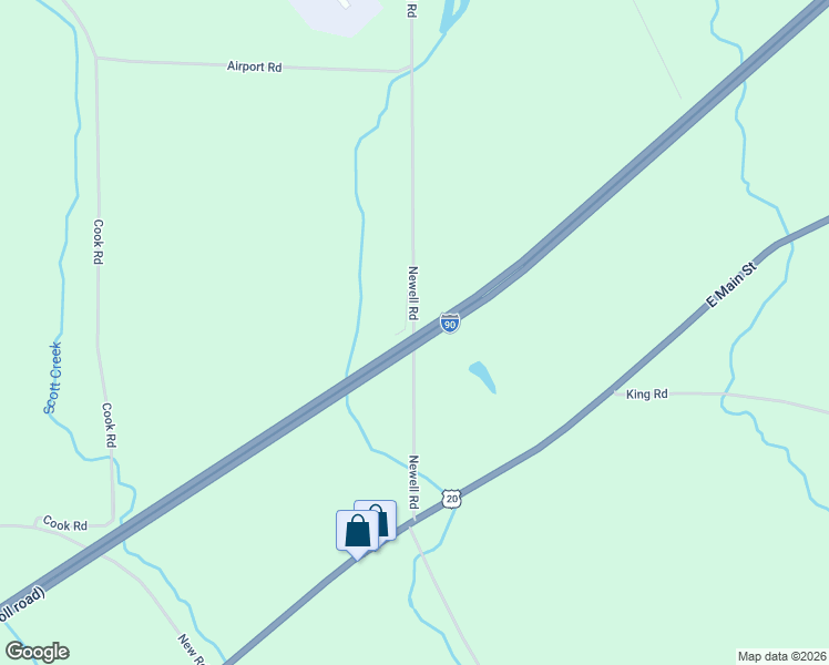 map of restaurants, bars, coffee shops, grocery stores, and more near 10939 Newell Road in Dunkirk