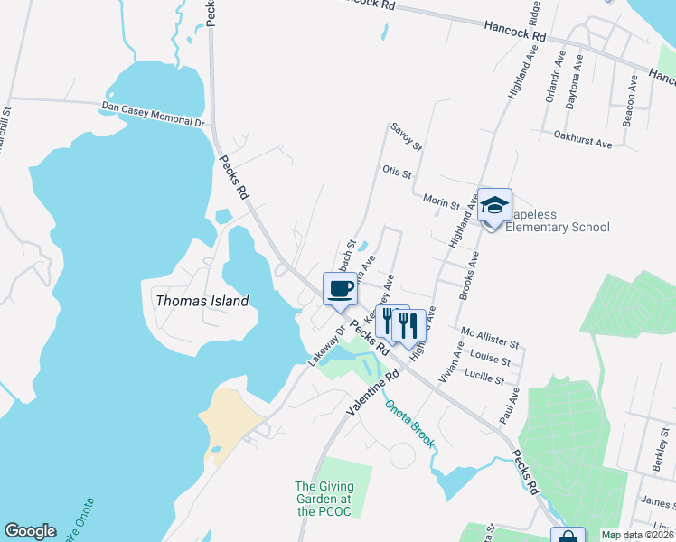 map of restaurants, bars, coffee shops, grocery stores, and more near 23-29 Toronita Avenue in Pittsfield